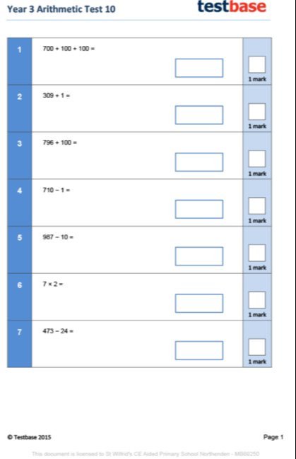 <p>Year 3 Test 10</p>