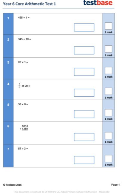 <p>Year 6 Test 1</p>